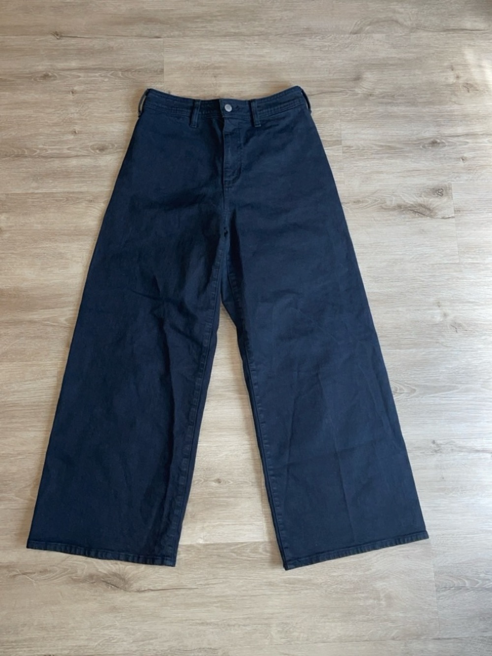 Universal Thread Black High Rise Wide Leg Sailor Ankle Crop Jeans size 6